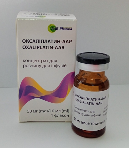 ОКСАЛІПЛАТИН-ААР, концентрат для розчину для інфузій, 5 мг/мл по 10 мл (50 мг) у флаконі, по 1 флакону у картонній коробці